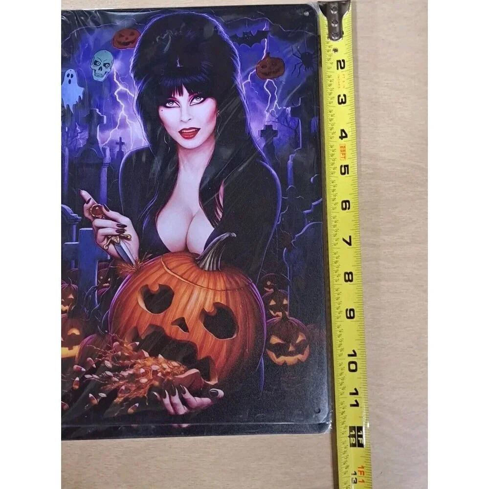Elvira Pumpkin Carving Horror Halloween Metal Sign, New - Picture 2 of 3
